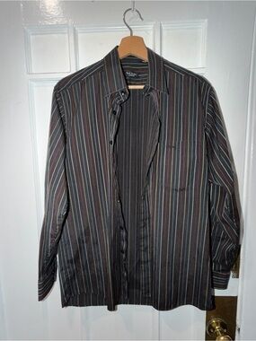 Paul Smith Black Shirt with Multicolor Pinstripes